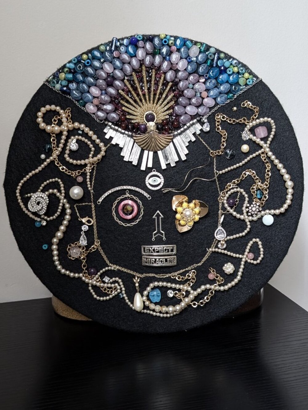STELLA - Resting Gem Faces Handmade Upcycled Jewellery Portrait Art - Piece 11